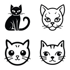 Cats3 Flat Icon Set Isolated On White Background