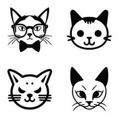 Cats3 Flat Icon Set Isolated On White Background