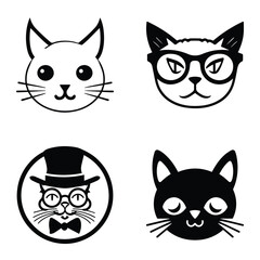 Cats3 Flat Icon Set Isolated On White Background