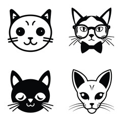 Cats3 Flat Icon Set Isolated On White Background