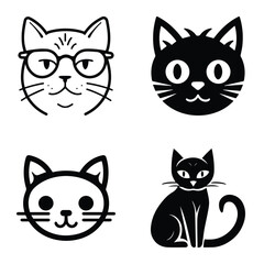 Cats3 Flat Icon Set Isolated On White Background