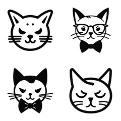 Cats3 Flat Icon Set Isolated On White Background