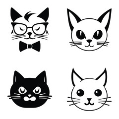 Cats3 Flat Icon Set Isolated On White Background