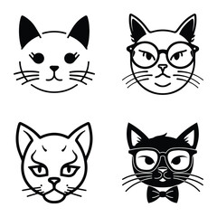 Obraz premium Cats3 Flat Icon Set Isolated On White Background