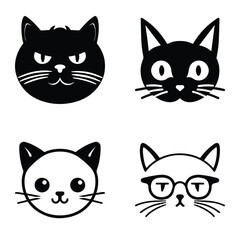 Cats3 Flat Icon Set Isolated On White Background