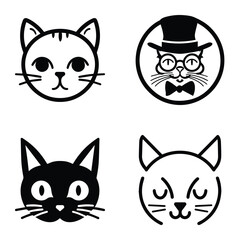 Cats3 Flat Icon Set Isolated On White Background