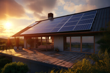 Solar panels installed on the roof of a house