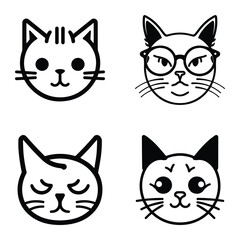 Cats3 Flat Icon Set Isolated On White Background