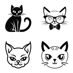 Obraz premium Cats3 Flat Icon Set Isolated On White Background