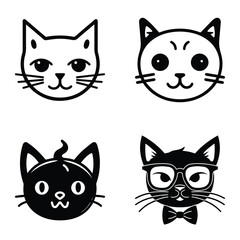 Cats3 Flat Icon Set Isolated On White Background