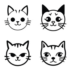 Obraz premium Cats3 Flat Icon Set Isolated On White Background