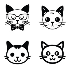 Cats3 Flat Icon Set Isolated On White Background