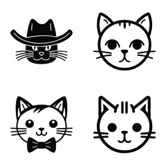 Cats3 Flat Icon Set Isolated On White Background