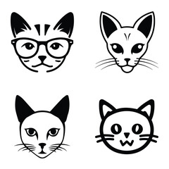 Cats3 Flat Icon Set Isolated On White Background