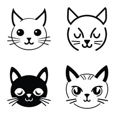 Cats3 Flat Icon Set Isolated On White Background