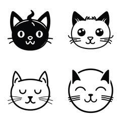 Cats3 Flat Icon Set Isolated On White Background