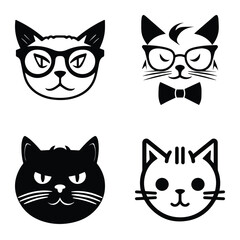 Obraz premium Cats3 Flat Icon Set Isolated On White Background