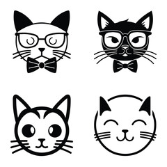 Cats3 Flat Icon Set Isolated On White Background
