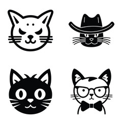 Cats3 Flat Icon Set Isolated On White Background