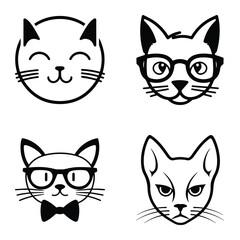 Cats3 Flat Icon Set Isolated On White Background