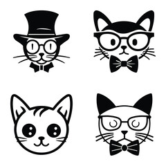 Cats3 Flat Icon Set Isolated On White Background