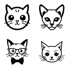 Cats3 Flat Icon Set Isolated On White Background
