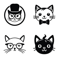 Cats3 Flat Icon Set Isolated On White Background
