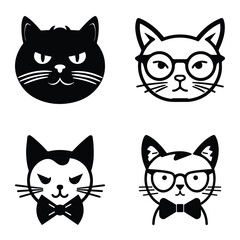 Cats3 Flat Icon Set Isolated On White Background
