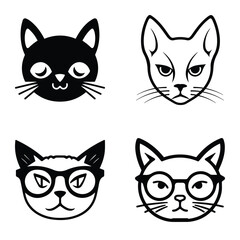 Obraz premium Cats3 Flat Icon Set Isolated On White Background