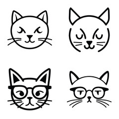 Fototapeta premium Cats3 Flat Icon Set Isolated On White Background