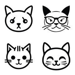 Cats3 Flat Icon Set Isolated On White Background