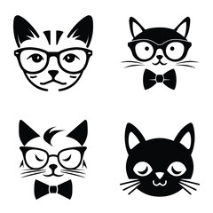 Obraz premium Cats3 Flat Icon Set Isolated On White Background