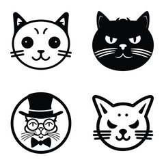 Cats3 Flat Icon Set Isolated On White Background
