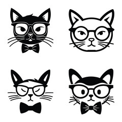 Cats3 Flat Icon Set Isolated On White Background