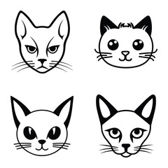Cats3 Flat Icon Set Isolated On White Background