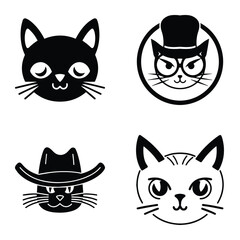 Cats3 Flat Icon Set Isolated On White Background