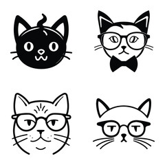 Cats3 Flat Icon Set Isolated On White Background