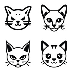 Obraz premium Cats3 Flat Icon Set Isolated On White Background