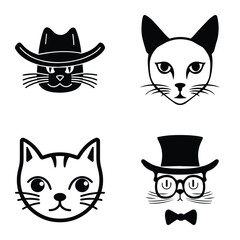 Cats3 Flat Icon Set Isolated On White Background
