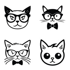 Obraz premium Cats3 Flat Icon Set Isolated On White Background