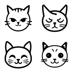 Cats3 Flat Icon Set Isolated On White Background