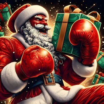 santa claus with christmas gift
