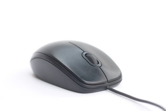 black laptop mouse, black computer mouse isolated on white background, 3d render
