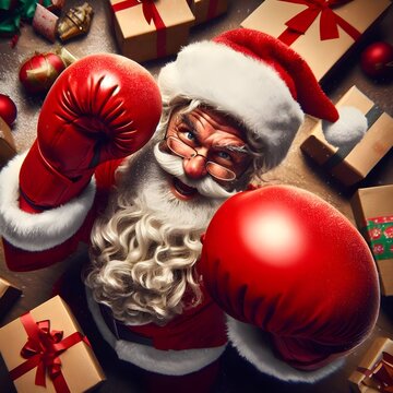 santa claus with christmas gift
