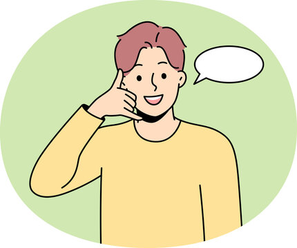 recommend clip art: Smiling man show call me gesture