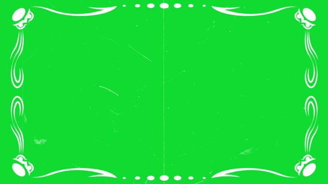 Vintage film effects on green screen. Vintage recreated frame from a silent film era. Film grain noise, distortion dirt and scratches and Light Leaks.