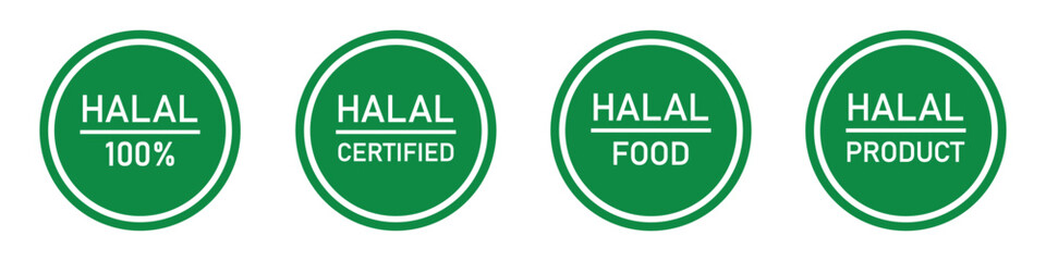 Halal food certified icon. Halal food labels Icon. Halal icon, Vector illustration