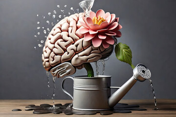 healthy mind a human brain from a flower Mental health concept positivity and creative thinking 