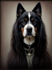 Dogs POV: Dark eclectic art neutral colors.