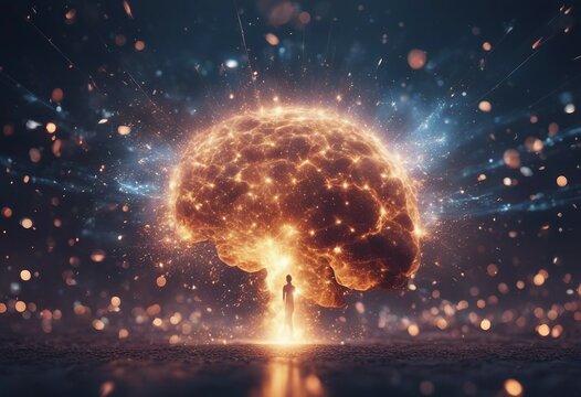 Illustration of annual collective mind concept art exploding mind inner world dreams emotions